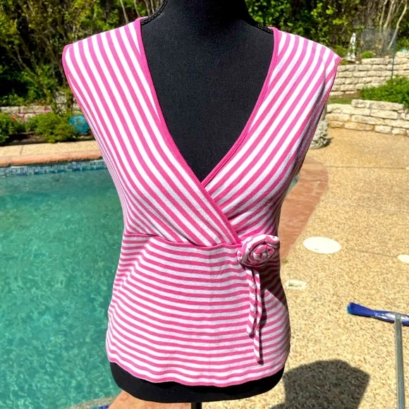 Pink & white, striped, Tank Top, size S - Picture 1 of 2